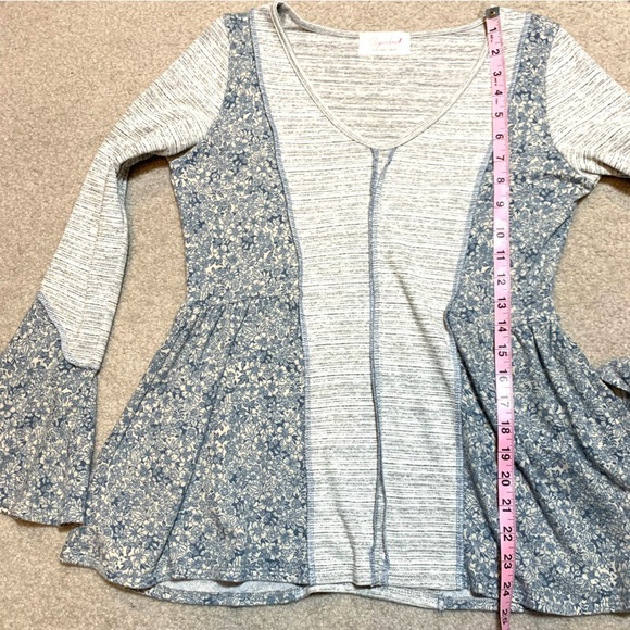 Sugarfox Boho Floral Patterned Gray Blue Tunic Flare Sleeves Women Medium - Picture 5 of 7